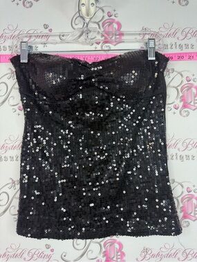 Urban Behavior Black Sequin Bustier Top